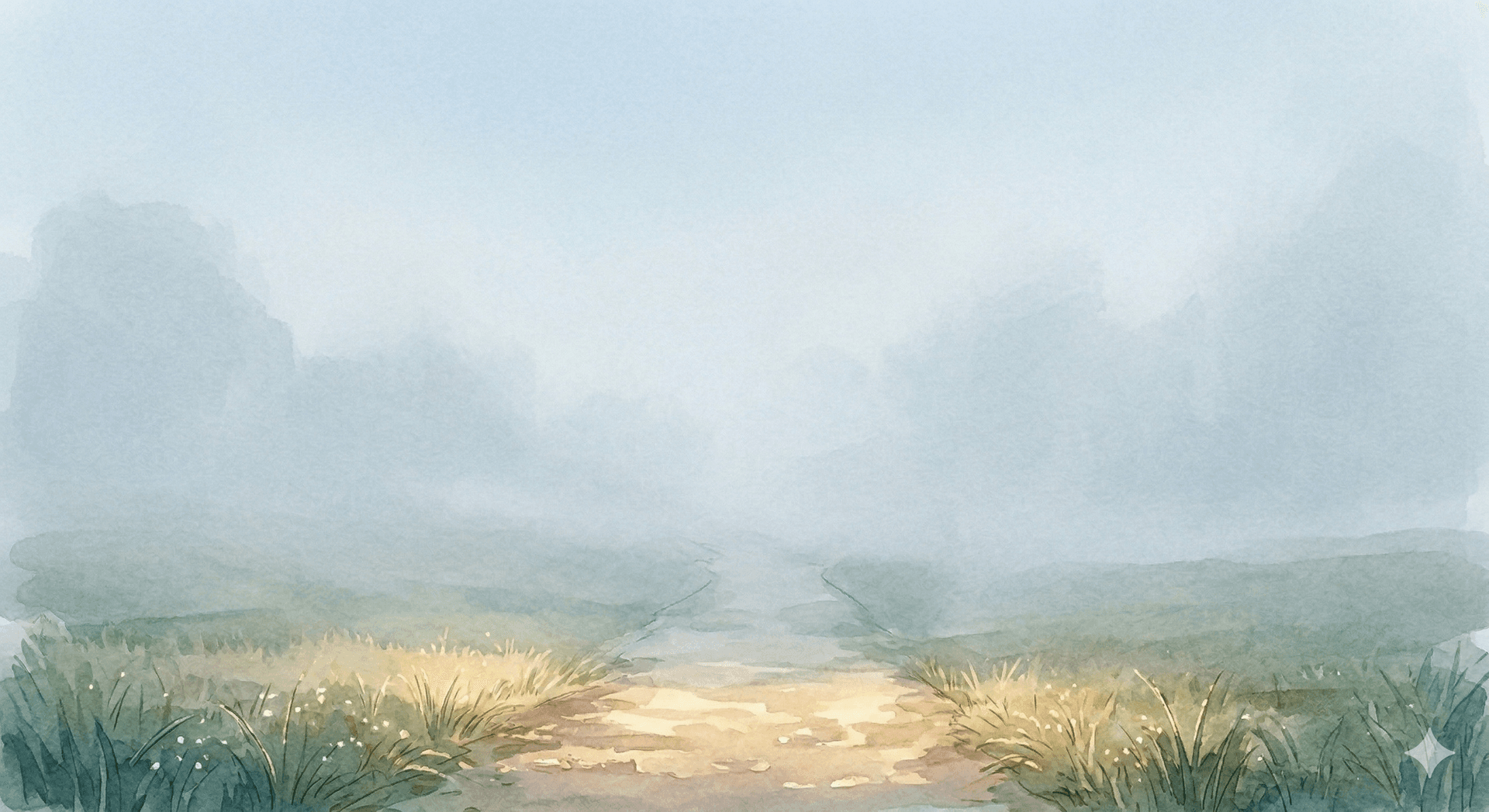 目の前のだけ明るい道のイラスト