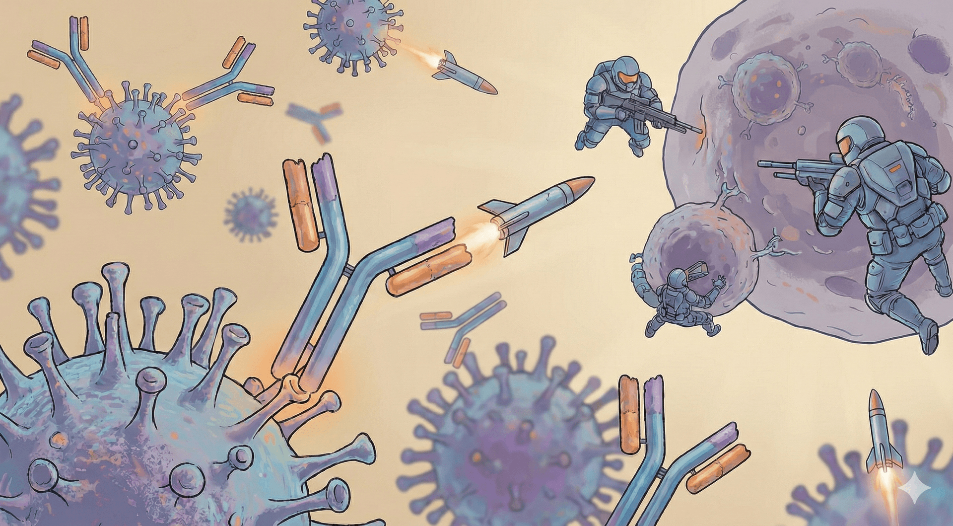獲得免疫が菌を倒しにいくイラスト