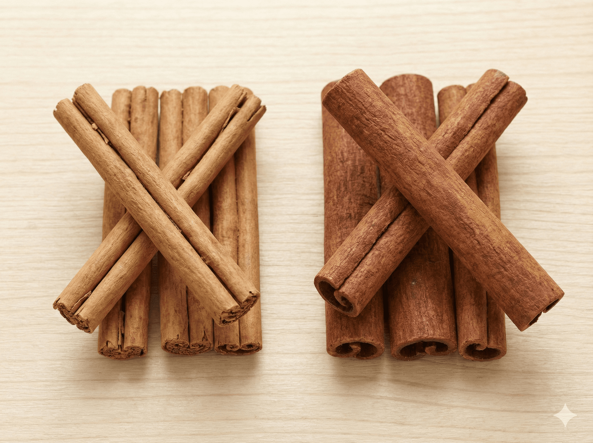 セイロンシナモンとカシアシナモンのイラスト