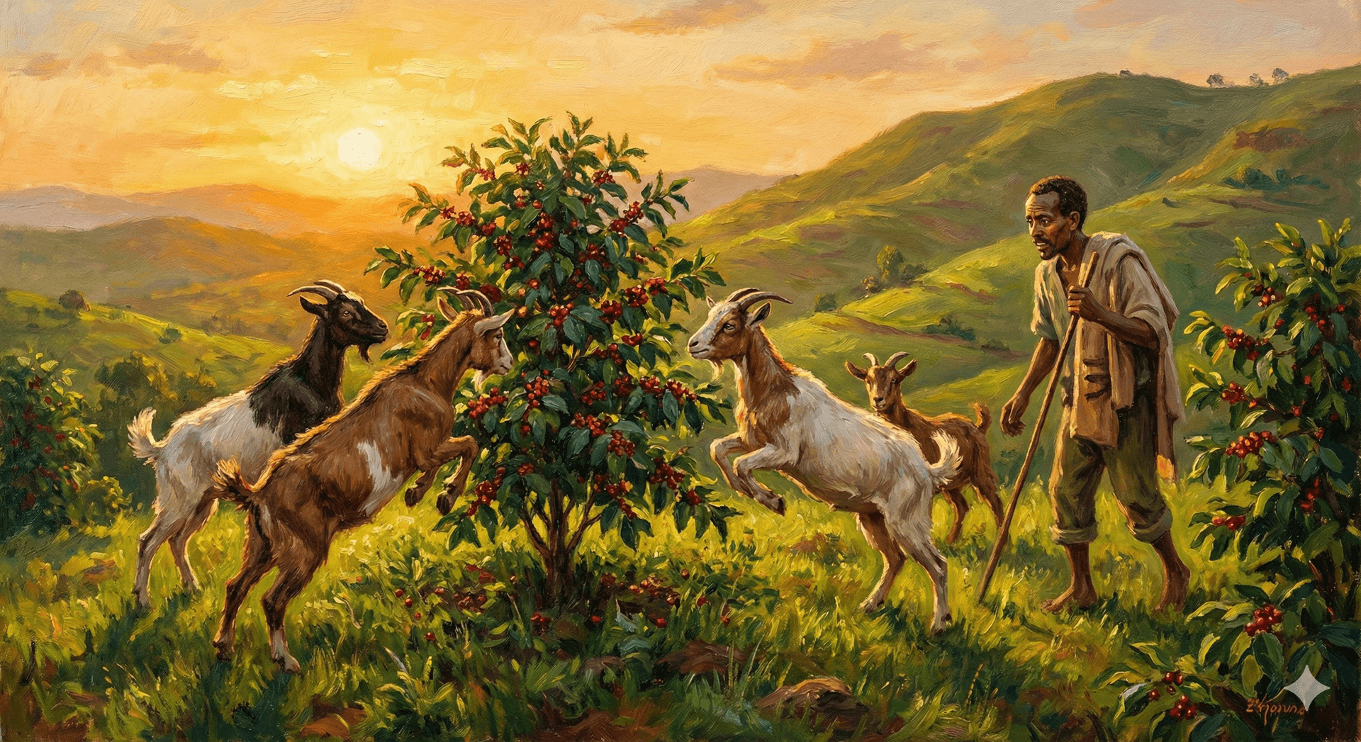 ヤギが踊っているイラスト